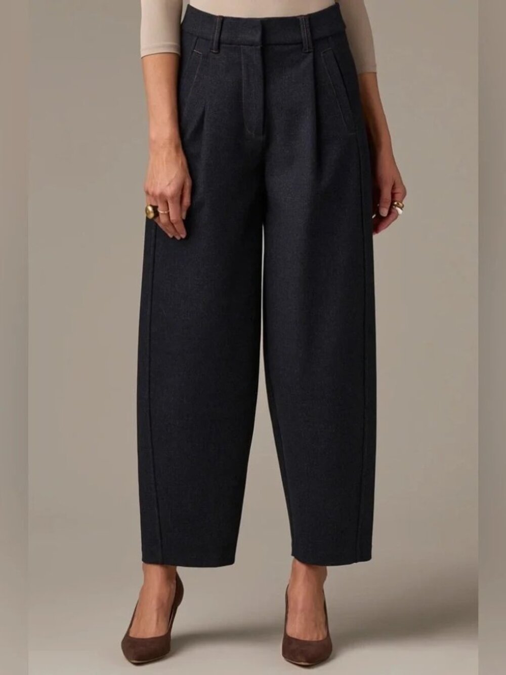 Wit & Wisdom Skyrise Relaxed Barrel Leg Trousers Dark Indigo NWT 10